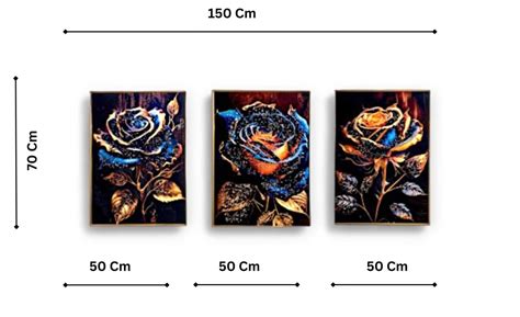 The Crystaline Roses Crystal Glass Painting Set of 3 (150 x 70 Cm ...
