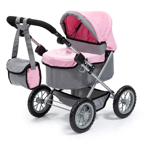 Trendy Pram Stroller For Toy Baby Dolls - Grey/Pink - Walmart.com