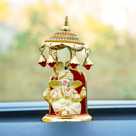 Buy Ekhasa Ganesh Idol for Car Dashboard with Umbrella | Ganpati Idol ...