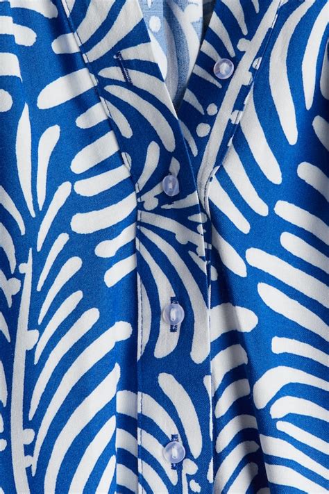 Balloon-sleeved blouse - Bright blue/White patterned - Ladies | H&M IN