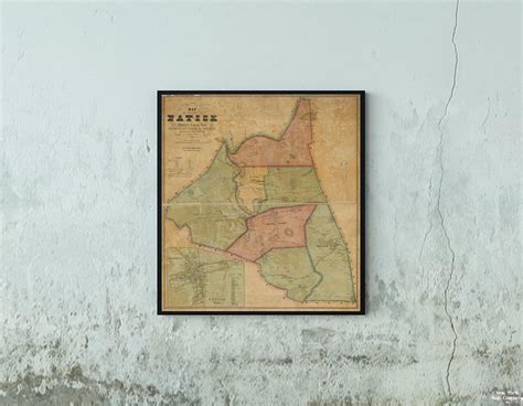 1853 Map Boston, Mass. Map The Town Natick, Middlesex County, Mass ...