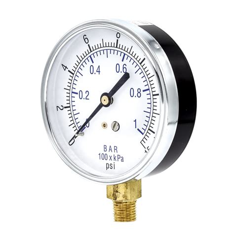 Dry Lower Mount Pressure Gauge with 3.5" Dial, 0-15 PSI, 1/4" Male NPT ...