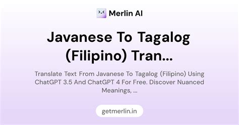 Javanese to Tagalog (Filipino) Translator