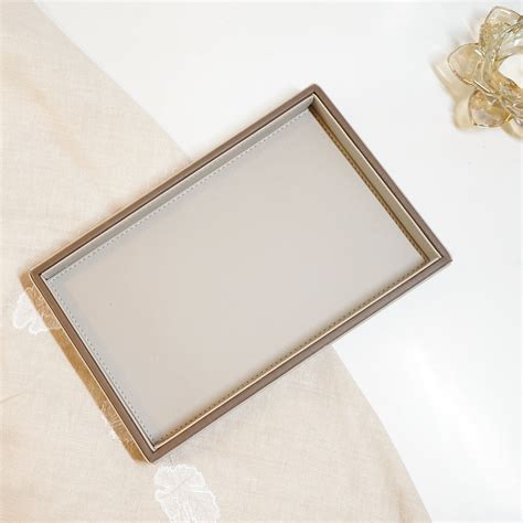 Beige Faux Leather Serving Tray, Small – RCasa SLS Retail Supermart Pvt ...