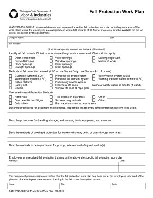 Fillable Online Fall Protection Work Plan (F417-272-000). Fall ...