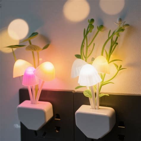 Mushroom Sensor LED Night Light – Auto On/Off Plug-in Lamp for Bedroom ...