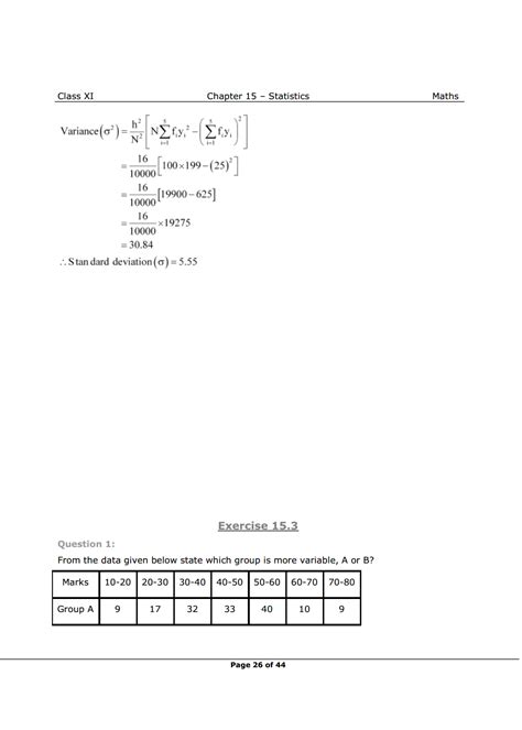 NCERT Solutions for Class 11 Maths chapter 15 - Statistics