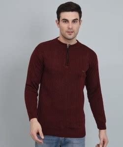 Krew Solid Round Neck Casual Men Maroon Sweater - Buy Krew Solid Round ...