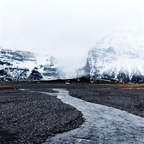 Download wallpaper 2780x2780 river, glaciers, mountains, fog, current ...