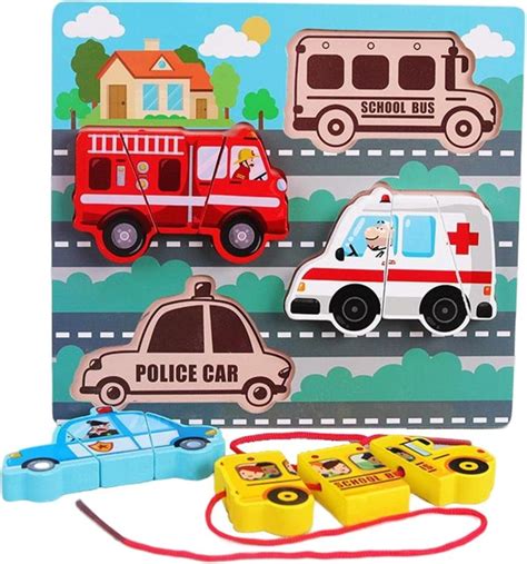 Montessori 3D Wooden Jigsaw Puzzles with Rope - Lacing – Hi5Toys