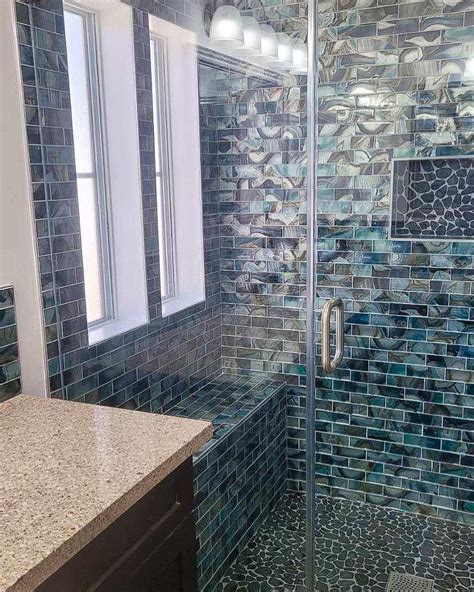 Glass Subway Tile Shower Glass Tile Shower With Carrara Marble Shower