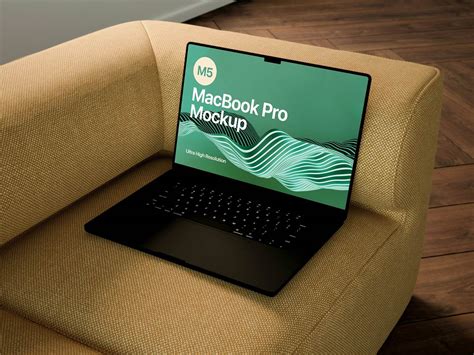 Free On Couch M5 MacBook Pro Mockup PSD - Good Mockups