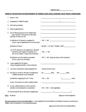 Earned Leave Form - Fill and Sign Printable Template Online