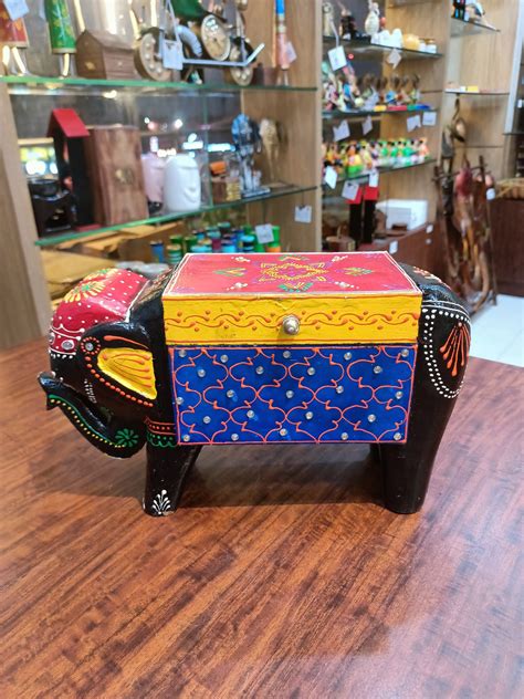 Wooden Elephant gift jewellery Box indian handicrafts decor – Smris