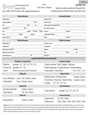 Fillable Online Fax Order Form - Active Life Medical Fax Email Print ...