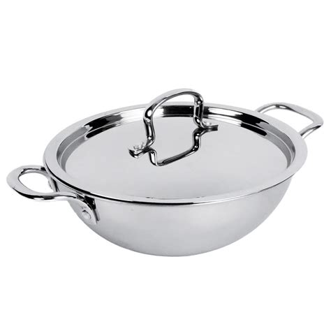 USHA SHRIRAM Triply Stainless Steel Kadai with Lid | 26 cm Diameter ...