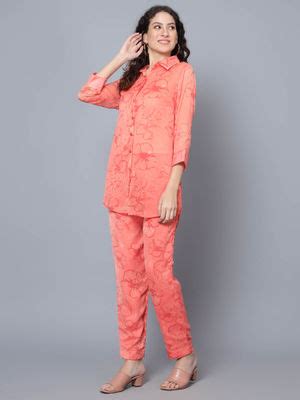 Buy ANVI Be Yourself Peach Floral Print Palazzos Online