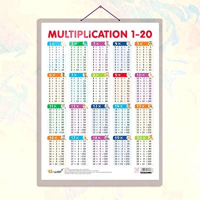 MULTIPLICATION 1 - 20 CHART HARD LAMINATED | Math Magic Unveiled ...