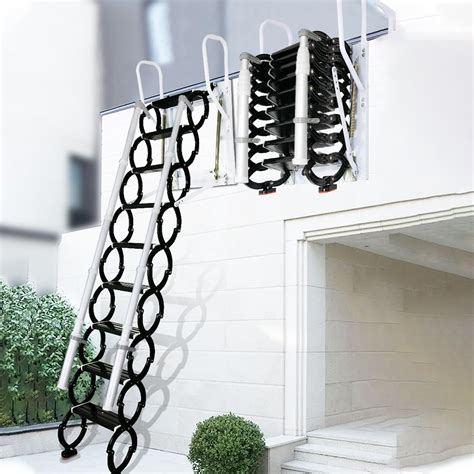 Wall-Mounted Folding Stairs, Folding Loft Staircase with Handrails ...