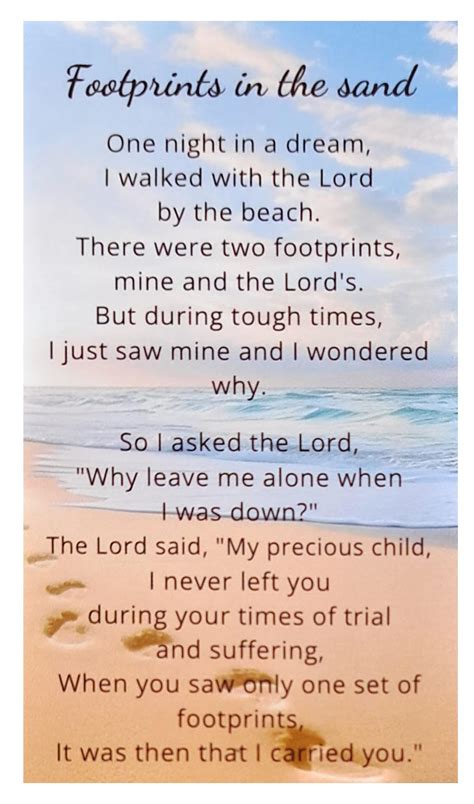 Footprints In The Sand Poem Printable Version Footsteps Footprints In