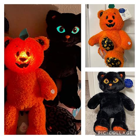 Build A Bear Pumpkin Glow Bear Black Cat NWT Halloween BAB Bundle ...