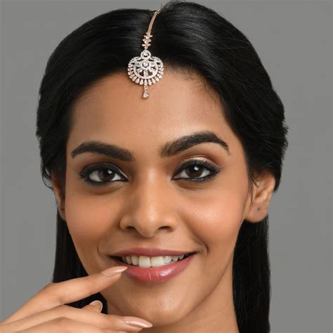 Buy FIDA Luxurious Rose Gold-Plated American Diamond Maang Tikka for ...