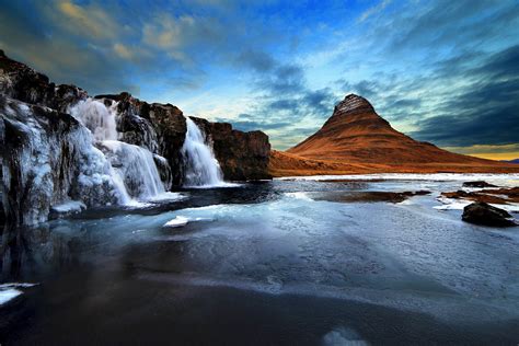 kirkjufell, Ice, Iceland, Kirkjufell, Mountain, Kirkjufell, Waterfall ...