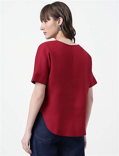 Buy Pure Linen Plain V-Neck Top at Marks & Spencer