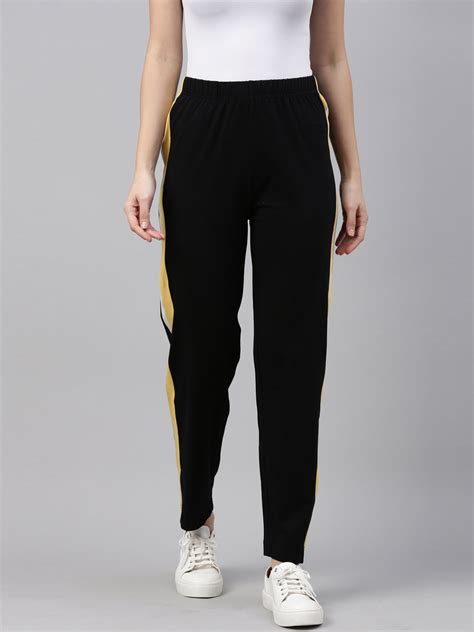 Black Cotton Stretch Side Stripes Track Pant – Go Colors India