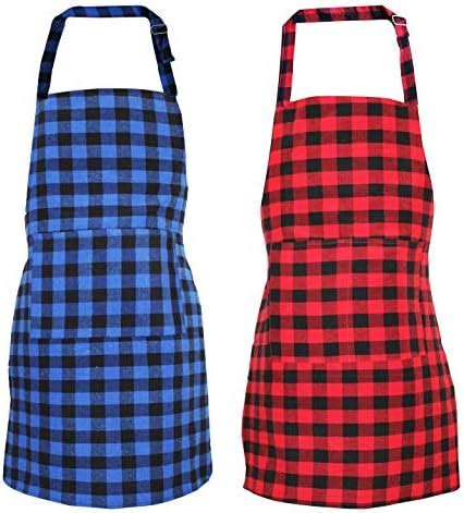Buy GLUN Waterproof Unisex Kitchen Checkered Design Apron with 2 Roomy ...