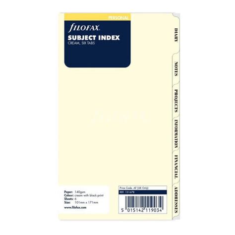 Cream Six Subject Index Tabs – The Paper Company India