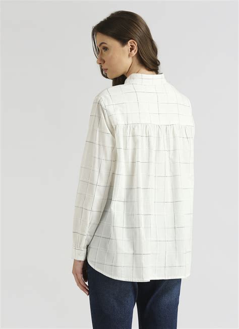 White Checks Button Down Long Sleeve Shirt | Pepe Jeans India