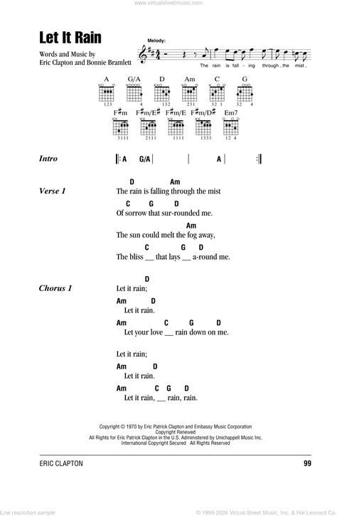 Let It Rain sheet music for guitar (chords) (PDF)