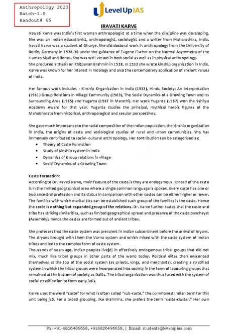 65. Iravati Karve - Lecture Notes on Her Contributions to Anthropology ...