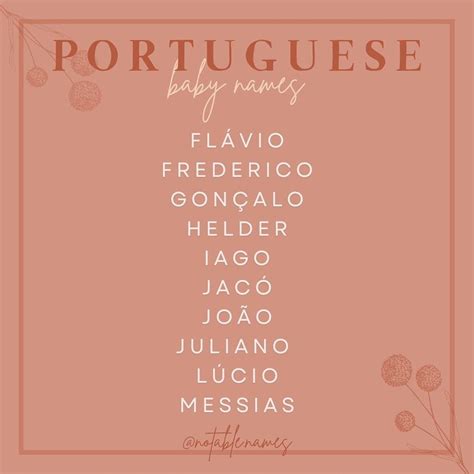 Portuguese Baby Names with Floral Illustration