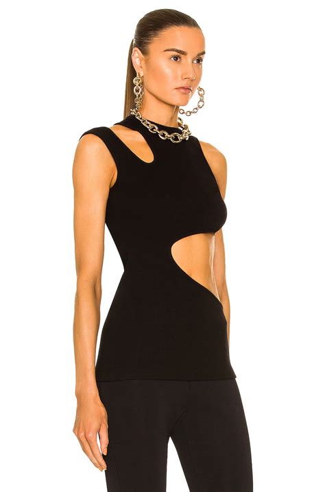 BALMAIN Multi Cut Out Tank Top in Noir | FWRD