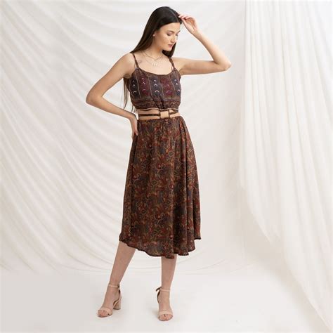 Sanskriti Vintage Buckle Dress, Pure Crepe Silk Upcycled Sari, Small S