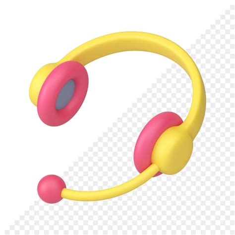 Premium PSD | Headphones with microphone 3d icon yellow and pink audio ...