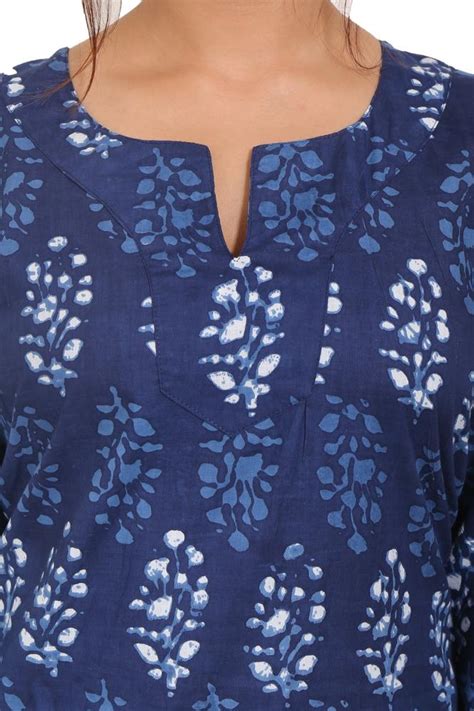 Cotton Printed Fullsleeve Blue Dress | LilashahExports.com