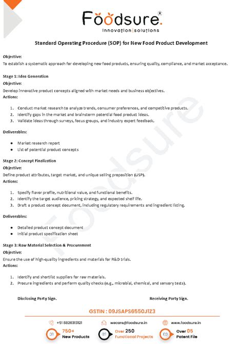 SOP for New Food Product Development: A Comprehensive Guide - Studocu