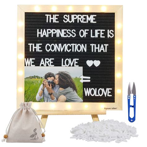 Buy Black Felt Letter Board with Lights, Built-in LED Lights -Message ...