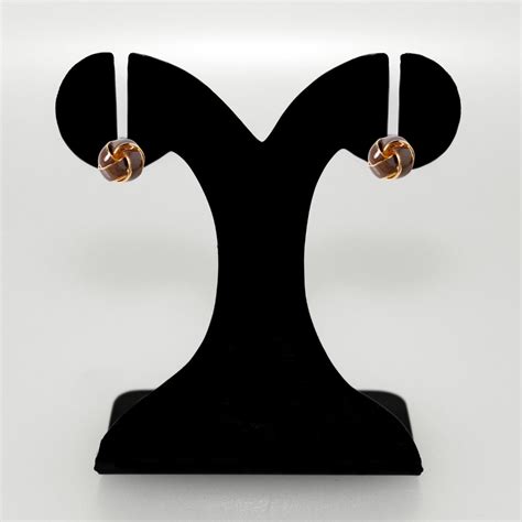 Jewellery Online - Premium Twisted Knot Studs Brown | Nestasia