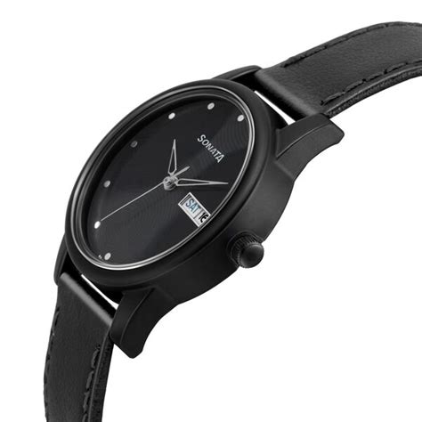 Buy Online Sonata Lite Black Dial Women Watch With Leather Strap ...