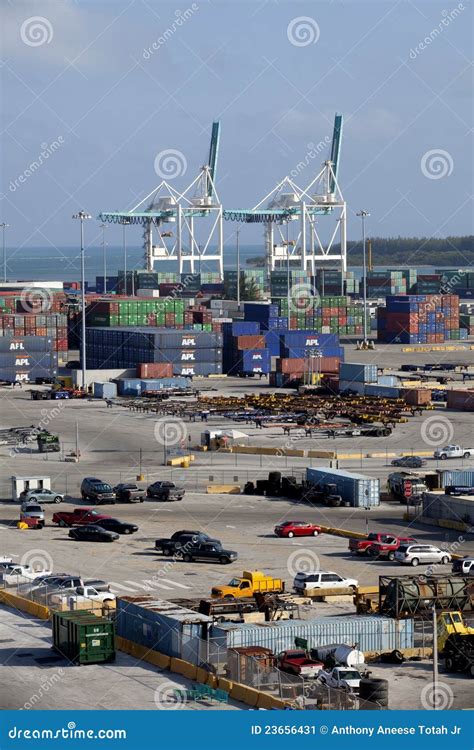 Steel Cargo Containers Stacked on the Dock Editorial Photo - Image of ...