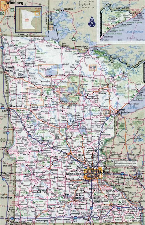 Large detailed roads and highways map of Minnesota state with all ...