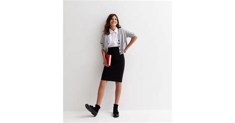 Girls Black High Waist Pencil Tube School Skirt | New Look