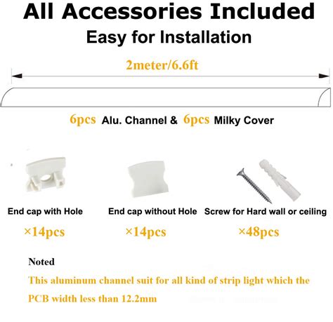 Buy 6Pack 6.6FT/2 Meter Plaster-in LED Drywall Aluminum Channel with ...