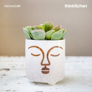 KitchenCraft Mini Planter with Terracotta Face Design | thinKitchen