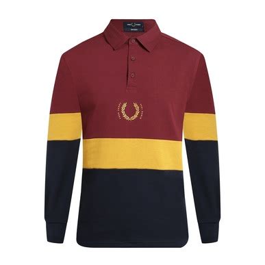 Buy Men Red Striped Long Sleeves Polos Online at The Collective - 680748