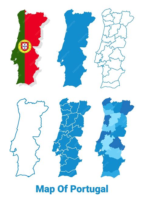 Карты Португалии в разных стилях политическая карта флаг контур ...